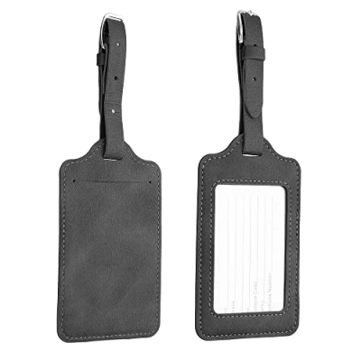 Afbeelding van kwmobile 2x bagagelabel voor koffers Set Van 2 kofferlabels 11 x 7 cm kunstleer in antraciet