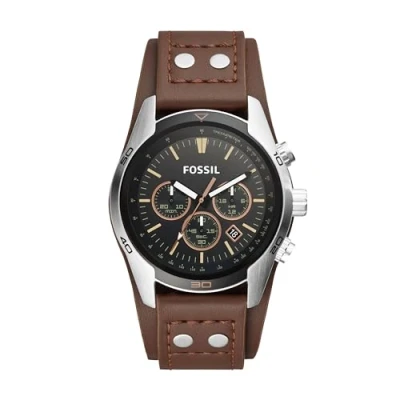 Afbeelding van FOSSIL Coachman herenhorloge, behuizing 45 mm, chronograaf, kwartsuurwerk, echt leren armbandje, Kastanje