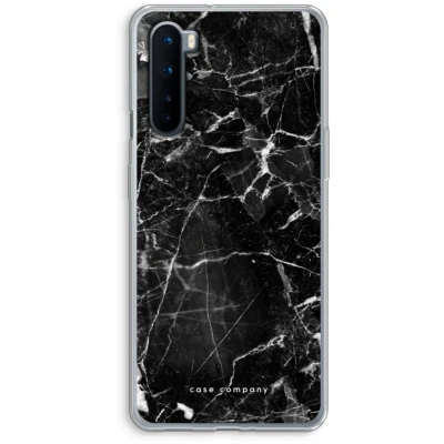 Afbeelding van Case Company® hoesje geschikt voor OnePlus Nord Zwart Marmer Soft Cover Telefoonhoesje Bescherming aan alle Kanten en Schermrand