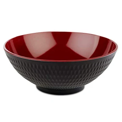 Afbeelding van APS Asia Plus schaal van melamine, praktisch onbreekbaar, stapelbare kunststof schaal, veelzijdig inzetbaar, slakom, zwart/rood, Ø 24 cm, 2,2 liter