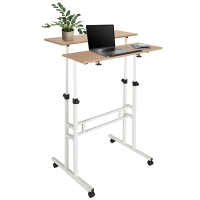 Afbeelding van WORKSTATION I 80x60 Zit Sta bureau Wit / eik