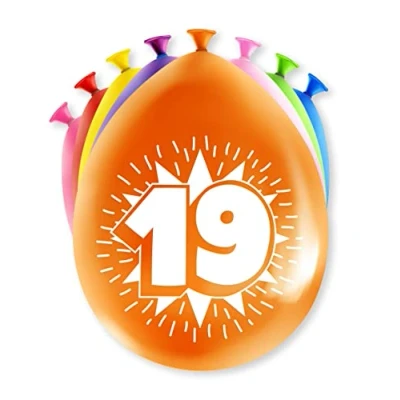 Afbeelding van Ballonnen 19 jaar party 30cm 8 stuks