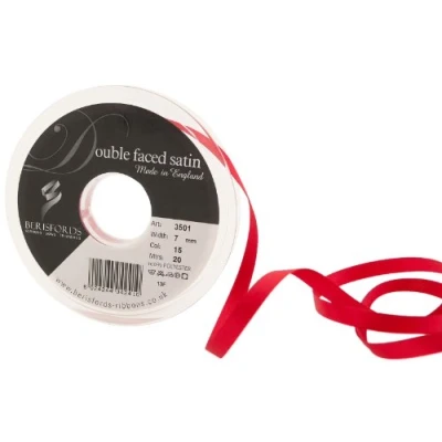 Afbeelding van Berisfords 3501 dubbelzijdig satijnen lint, 20 m x 7 mm, rood