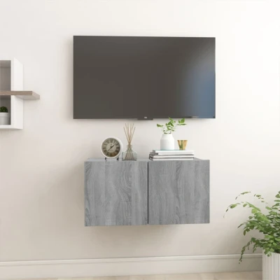 Afbeelding van Tv hangmeubel 60x30x30 cm bewerkt hout grijs sonoma eikenkleur