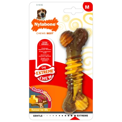 Afbeelding van Nylabone Extreme Chew Textured Bone Beef &amp; Cheese Kaas&amp;Rund Hondenspeelgoed M
