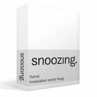 Afbeelding van Snoozing Flanel Hoeslaken Eenpersoons Extra Hoog 80/90x200 cm Wit