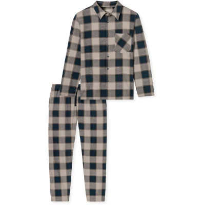 Afbeelding van Schiesser SET Pyjama, Heren, Maat: 56, Beige blau