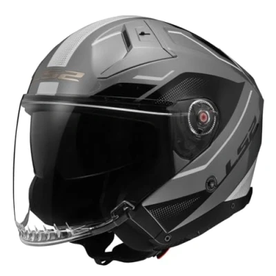 Afbeelding van LS2, Jet motorhelm INFINITY II Veyron gloss grijs wit, M