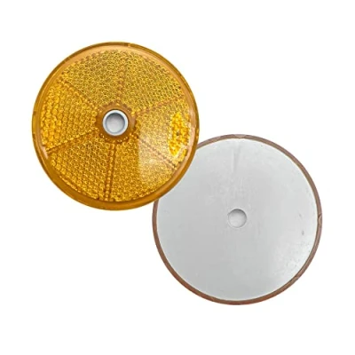 Afbeelding van DOJA Barcelona Ronde reflector om te schroeven, 10 reflectoren met middengat, diameter 60 mm, kleur geel, ECE gecertificeerd, voor fietsaccessoires, motoraccessoires, aanhangers, auto&#039;s, vrachtwagens