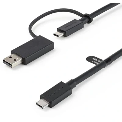 Image de StarTech.com Câble USB C avec Adaptateur A 1m Hybride 2 en 1 vers (10Gbps/100W PD) (5Gbps) Idéal pour Dock (USBCCADP) 24 pin (M) m