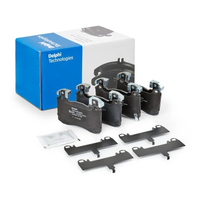 Afbeelding van DELPHI LP3396 Remblokkenset Met akoestische slijtagewaarschuwing anti kreukplaat toebehoren KIA: Stinger Hatchback