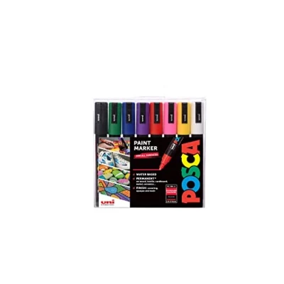 Afbeelding van POSCA UNIBALL PC 5M MEDIUM BULLET TIP Portemonnee van 8 STANDAARD KLEUREN Starter Acht