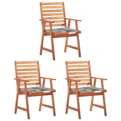 Afbeelding van Tuinstoelen 3 st met kussens massief acaciahout