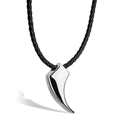 Afbeelding van SERASAR Lederen Halsband Man [Wolf] Zilver 60cm Premium Sieraden