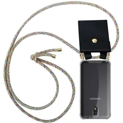 Afbeelding van Cadorabo Hoesje geschikt voor Samsung Galaxy NOTE 3 in REGENBOOG Silicone Mobiele telefoon ketting beschermhoes met gouden ringen, koordriem en afneembare etui