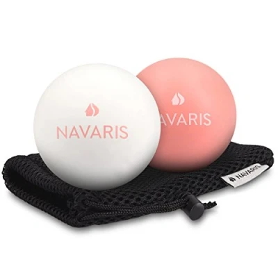 Afbeelding van Navaris lacrosse massageballen 2x triggerpoint massage bal voor rug, benen en nek Fascia voetroller ballen zelfmassage Set van 2