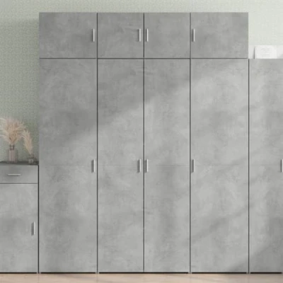 Image de vidaXL Buffet haut gris béton 80x42,5x185 cm bois d&#039;ingénierie3281437