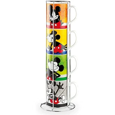 Afbeelding van Egan Set van 4 Mickey I Am + Metalrack ML. 350 PWM21I/4AM stapelbare kopjes