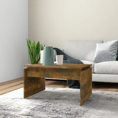 Afbeelding van Salontafel 68x50x38 cm bewerkt hout gerookt eikenkleurig