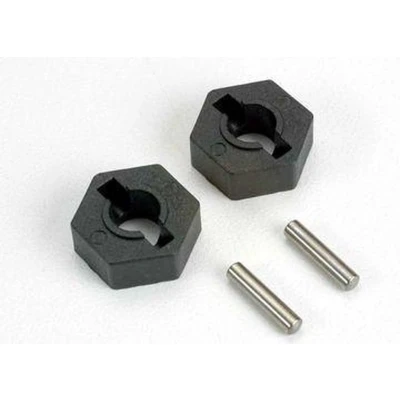 Afbeelding van Wheel hubs, hex (2)/ axle pins (2.5x12mm) (2)