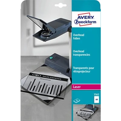 Afbeelding van Avery Zweckform Overhead 3562 Folie voor overheadprojectoren DIN A4 Laser (zwart/wit), Kopiëren (zwart/wit) Transparant