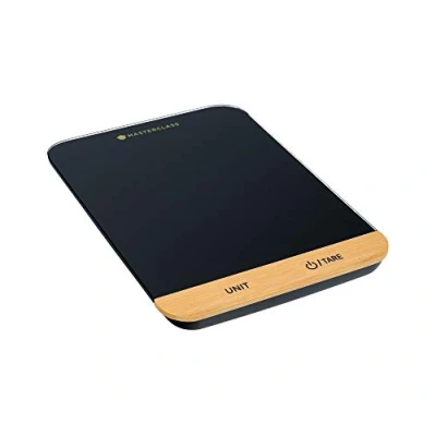 Afbeelding van MasterClass Digitale keukenweegschaal, kunststof/bamboe, capaciteit 5 kg, zwart, 22 x 16 cm