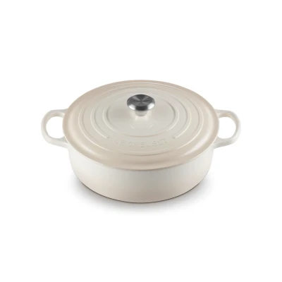 Afbeelding van Le Creuset Lage Braad /Stoofpan Signature Rond 30cm 6,2l Meringue Gietijzer