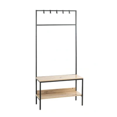 Afbeelding van Garderobe Bergen staand zwart/eik