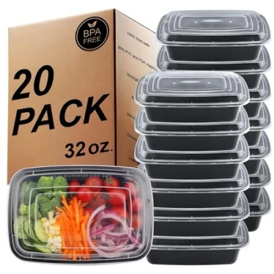 Afbeelding van KINGHON 20 stuks voorraaddozen 1000 ml voor voedselbereiding 1 BPA vrij herbruikbaar vak met deksel