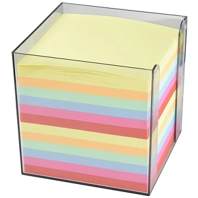 Afbeelding van Wedo 2702651 Notitiebox van kunststof, gevuld met gerookt glas, ca. 700 vellen, 6 kleuren, 9 x cm