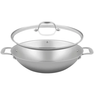 Afbeelding van Sola Wokpan Tri Ply Ø 32 cm Zilver RVS Dubbelwandige bodem