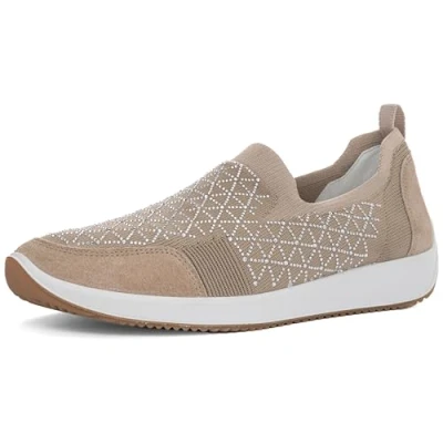 Afbeelding van ara Lissabon Sneakers laag, Dames, Maat: 37.5, Sand Leer en textiel
