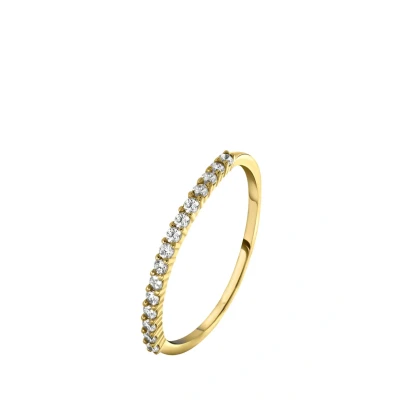 Afbeelding van Lucardi 925 Silver ROW OF 15 Zirconia Stones Ring goldcoloured, Dames, Maat: 49, Gold coloured