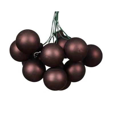 Afbeelding van Kaemingk 12 stuks kerstballen op glasdraad, 2 cm, mat clustervorm, kleine decoratieve ballen, kerstdecoratie en kerstdecoratie, zwarte truffel