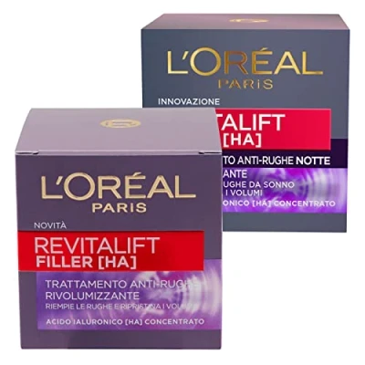 Afbeelding van L&#039;Oréal Paris Revitalift Filler anti rimpelbehandeling nacht en dag met hyaluronzuur