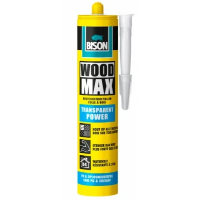 Afbeelding van Bison Woodmax transparent power houtcontructielijm, 380gr