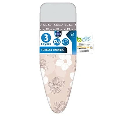 Afbeelding van Laundryspecialist Strijkplankhoes met glijzone &amp; hittebestendige parkeerzone 3 laags maat S/M voor een breedte van 37 tot 43 cm en lengte 117 122
