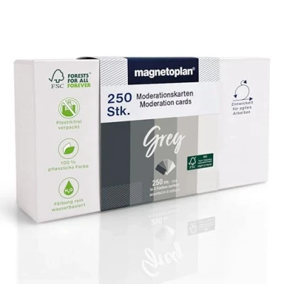 Afbeelding van Magnetoplan Grey Presentatiekaart Diverse kleuren, Grijs rechthoekig 200 mm x 100 250 stuk(s)