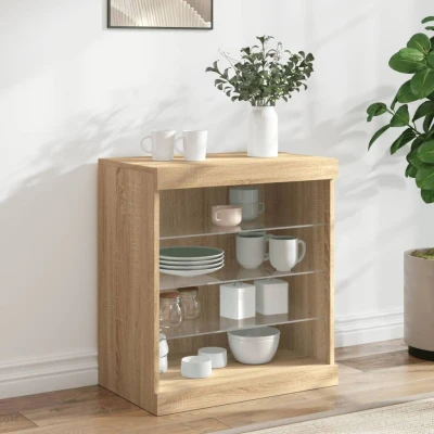 Afbeelding van Dressoir met LED verlichting 60,5x37x67 cm sonoma eikenkleurig