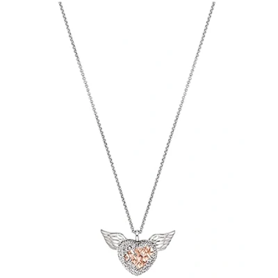 Afbeelding van Engelsrufer Dames halsketting Zilver 925 met hart hanger rose 33mm zirkonia, 33mm, 925, zirkonia