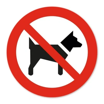 Afbeelding van Verbodssticker P021: het rijden met honden is verboden volgens DIN EN ISO 7010 I Veiligheidswaarschuwing diameter 10 cm hin_821