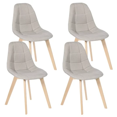 Image de Lot de 4 chaises scandinaves GABY beige en tissu pour salle à manger