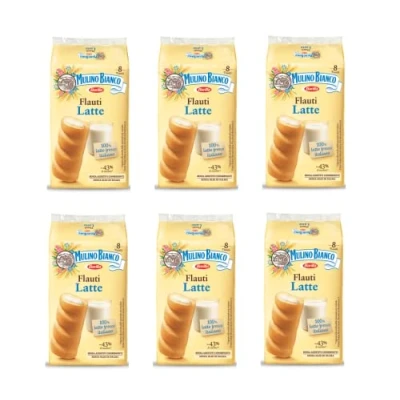 Afbeelding van Mulino Bianco Latte Flauti melkrepen, 8 x 35 g, 6 stuks, melkkoekjesrepen