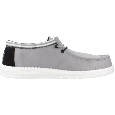 Afbeelding van Hey Dude Wally Letter Sportieve veterschoenen, Heren, Maat: 45, Grigio Leer en imitatieleer