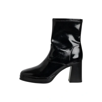 Afbeelding van Tamaris Enkellaarsjes met plateauzool, Dames, Maat: 41, Black patent Kunststof