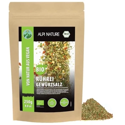 Afbeelding van biologische roereikruiden, roerei kruidenmix, omelet kruidenzout, 100% natuurlijk, ingrediënten, zonder kunstmatige toevoegingen (250 g)