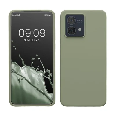 Afbeelding van kwmobile telefoonhoesje geschikt voor Motorola Moto G84 5G Hoesje met siliconen coating Smartphone case in grijsgroen