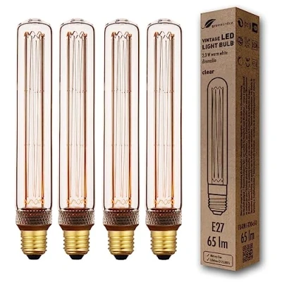 Afbeelding van greenandco Set van 4 E27 T30 ledlampen, dimbaar, 2,3 W, 65 lm, 1800 K, warm wit, 320 graden, 230 V, flikkervrij, voor sfeerverlichting