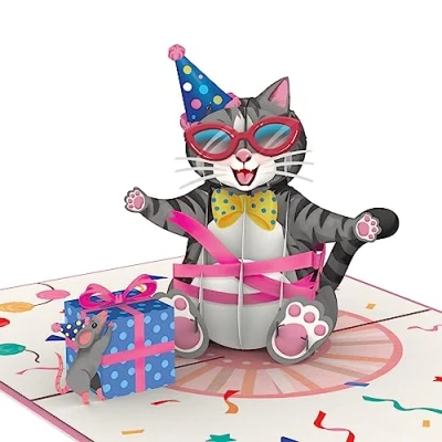 Afbeelding van papercrush® Pop up verjaardagskaart kat Grappige 3D met Voor vrouwen, vriendin en dochter Speciale wenskaart kattenmotief verjaardag