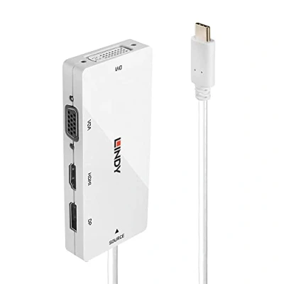 Afbeelding van LINDY USB C, DisplayPort, VGA Converter [1x C stekker 1x DisplayPort bus, DVI bus 24+5 polig, HDMI bus] 43279